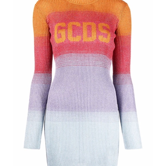 GCDS Ribbed Knit Bodycon Dress - Picture 1 of 9